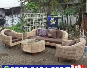 Mewah Sofa Ruang Tamu Rotan Sintetis / Kursi Rotan Outdoor / Furniture Rotan Sintetis
