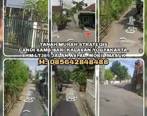 Tanah Dijual, Tanah Murah Strategis Candi Sambisari Kalasan Yogyakarta.Shm Lt364 Jalan Aspal Lebar
