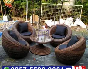 Penrajin 1 Set Sofa Bulat Rotan Sintetis