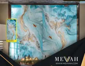 (Mevvah) Marmer Panel Pvc Dekorasi Dinding Motif Corak Biru Di Kubu Raya