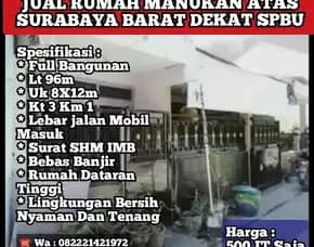 Jual Rumah Manukan Bhakti Surabaya Barat Shm Imb