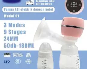 Pompa Asi Electric Breast Pump Portable Painless Bpa Free 3 Mode 9 Level 24mm 180ml