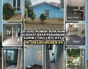 Dijual Rumah Siap Huni Di Bukit Raya Pekanbaru.Shm Lt242 Lb70 Kt2 Km1 Nyaman Aman