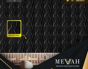 (Mevvah) Wall Panel 3d Black Pvc Kantor Di Palu