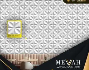 (Mevvah) Wall Panel 3d Dinding Pvc Gaming Room White Di Palu