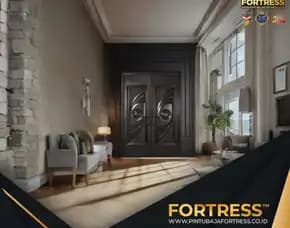 (Fortress) Pintu Besi Baja Ringan Motif Kayu Di Banjarmasin